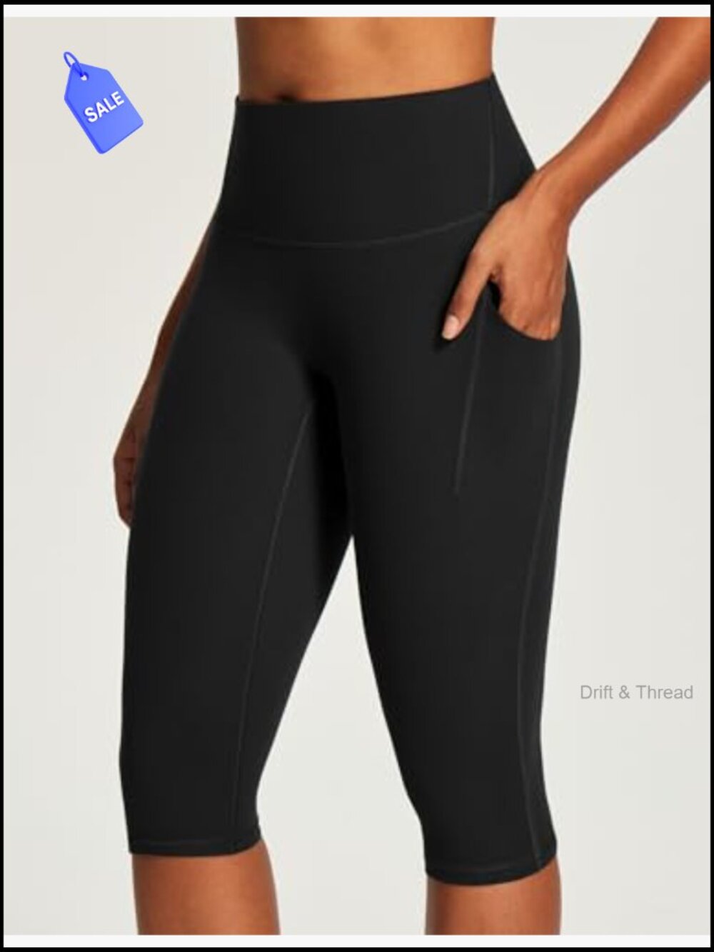 High Waisted Capri Leggings with Pockets Compression Yoga Pants - Picture 2 of 7